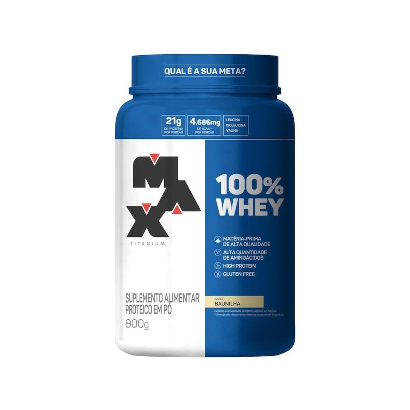 Whey 100% Pote Max Titanium - Baunilha - 900g - Foto 1