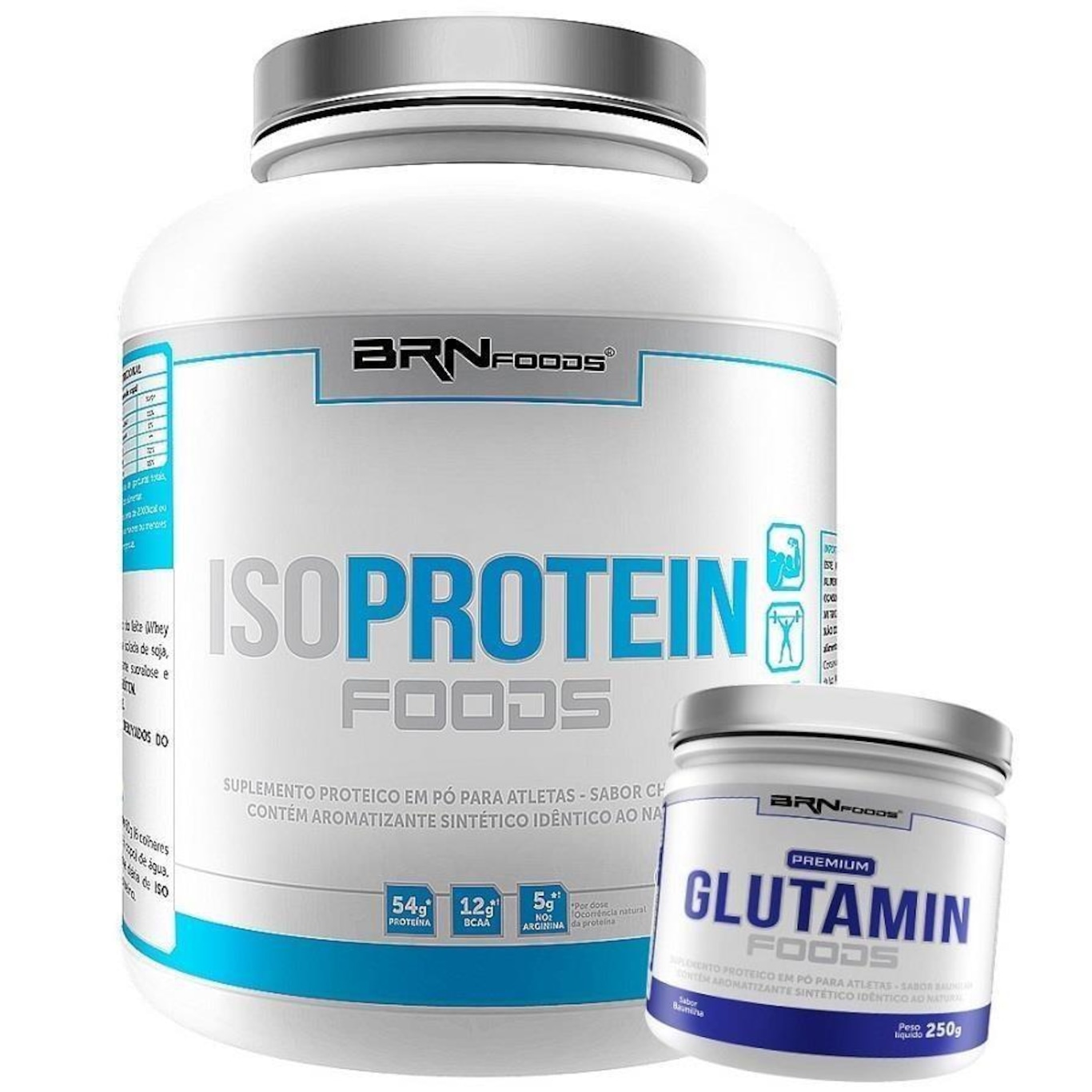 Kit Whey Protein Isolado BRN Foods Morango - 2kg + Glutamina 250g - Foto 1