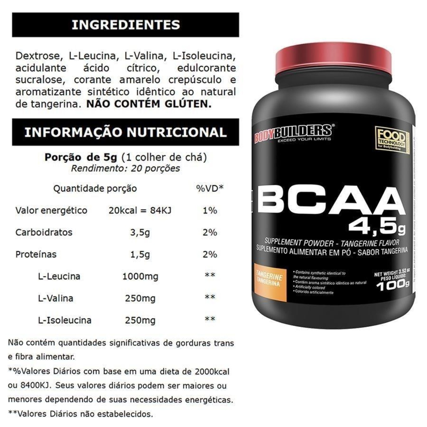 Kit 5x BCAA Bodybuilders 100g  + 5x Creatinas 100g - Foto 2