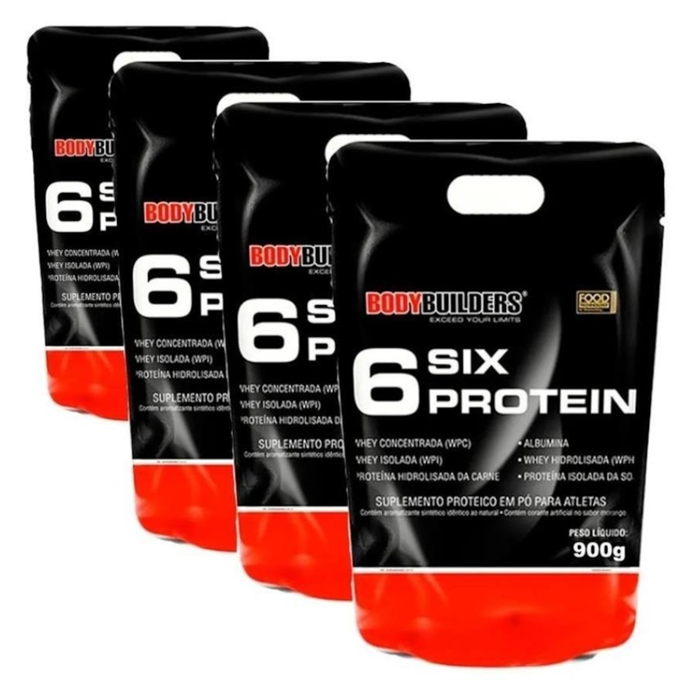 Kit 2x Six Protein Bodybuilders - Chocolate - 900g + 2x Six Protein Baunilha - 900g - Foto 1