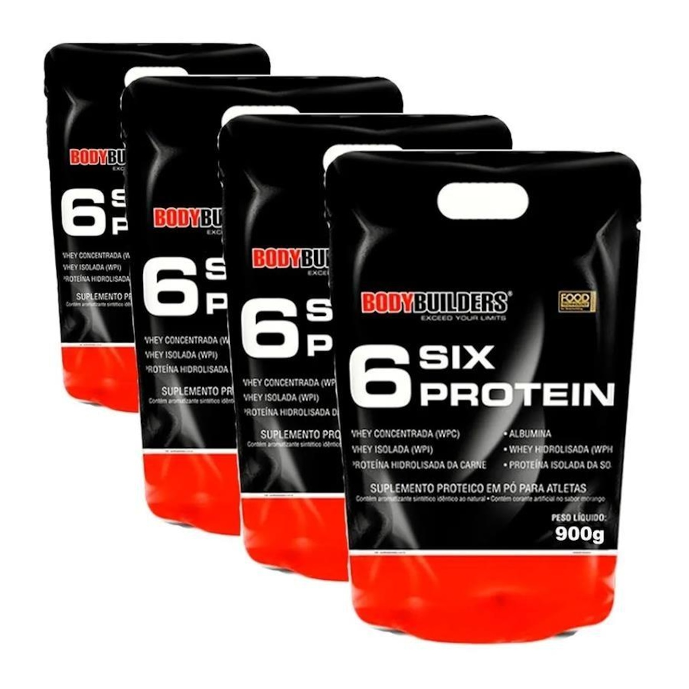 Kit 2x Six Protein Bodybuilders - Morango - 900g + 2x Six Protein - Baunilha - 900g - Foto 1