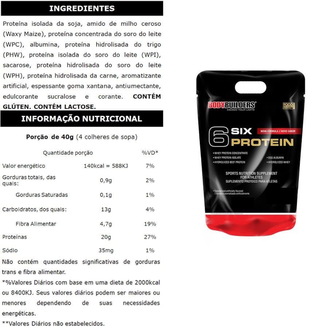 Kit 2x Six Protein Bodybuilders - Morango - 900g + 2x Six Protein - Baunilha - 900g - Foto 2