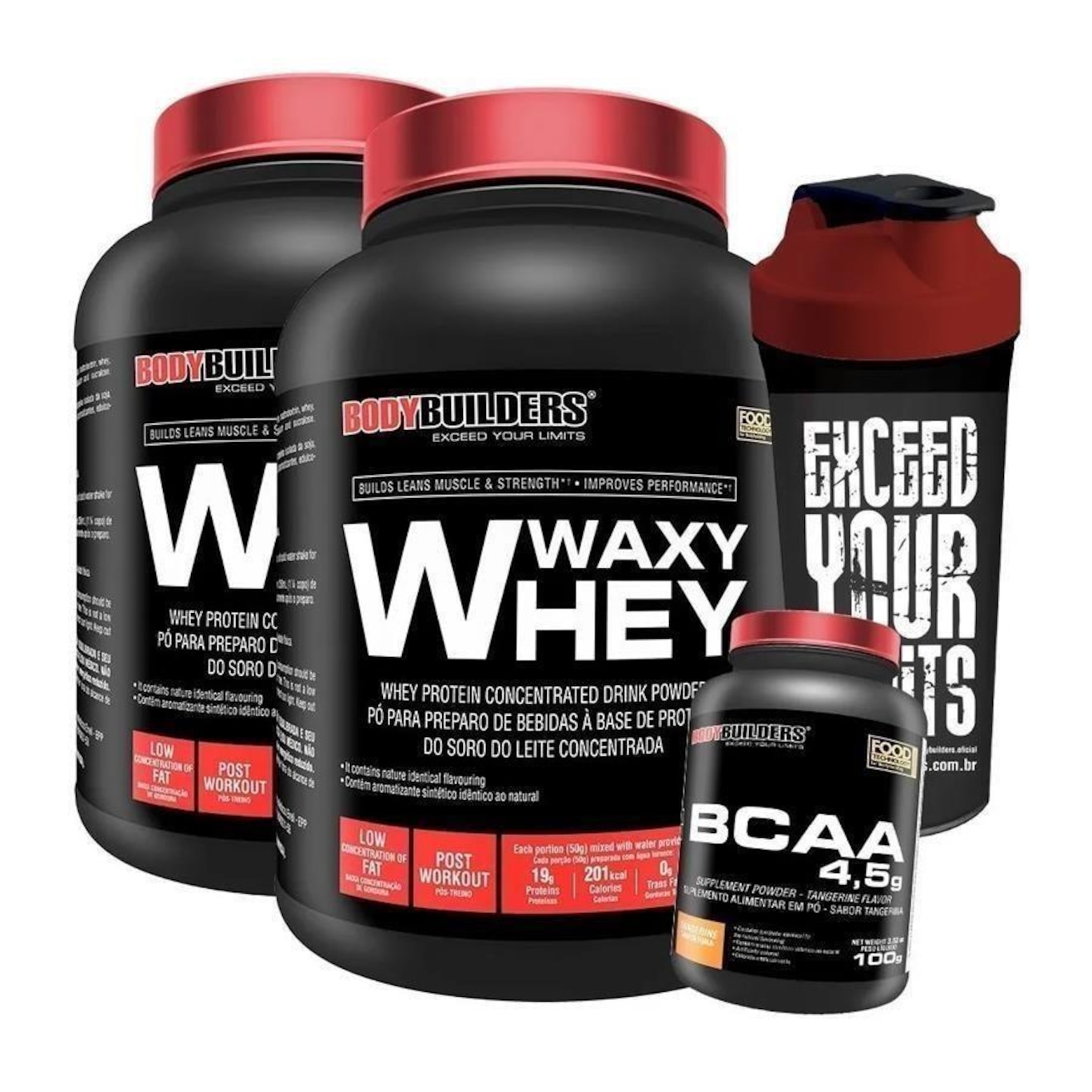 Kit 2x Waxy Whey Bodybuilders - 900g + BCAA 100g + Coqueteleira - Foto 1