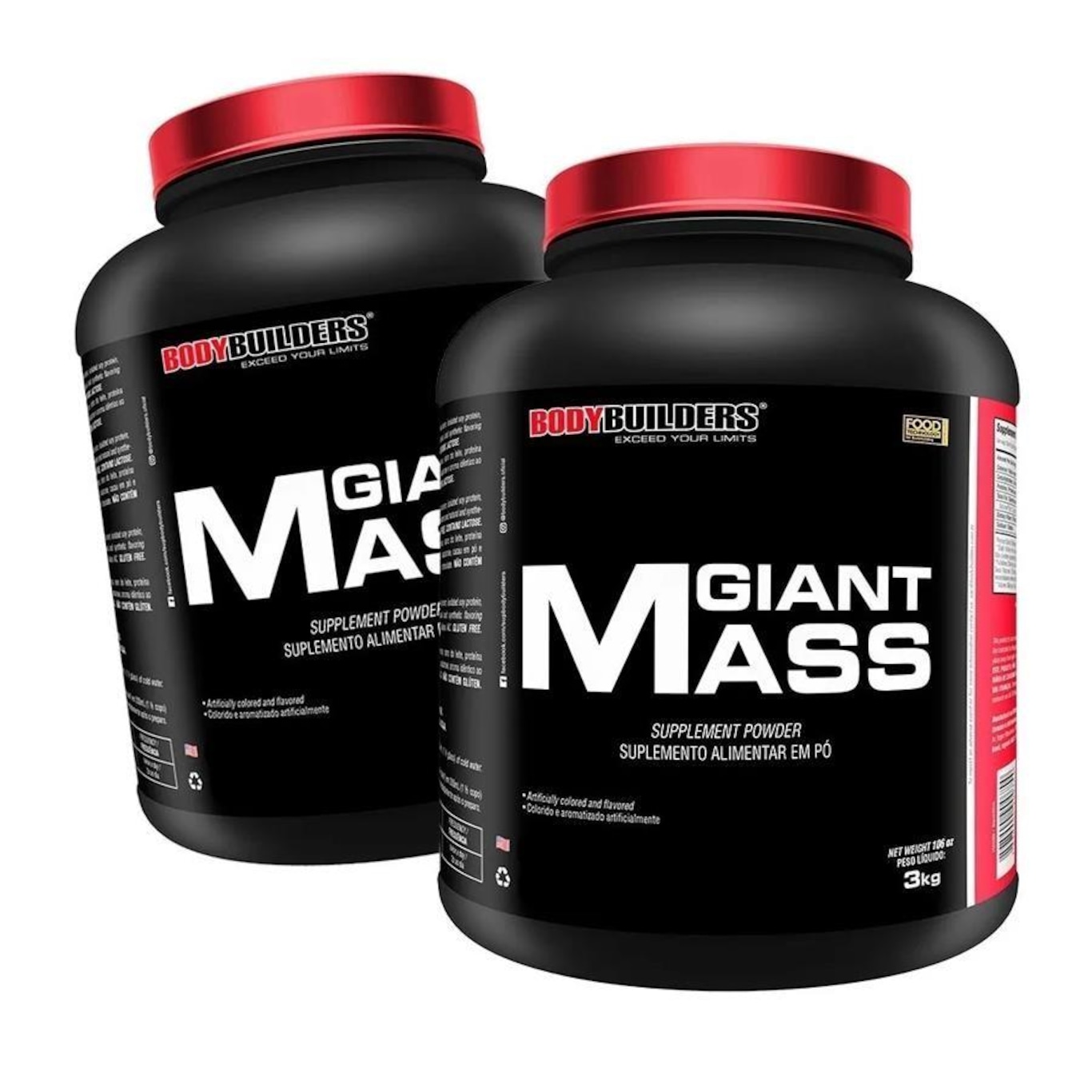 Kit 2x Giant Mass Bodybuilders Morango + Chocolate - 3kg - Foto 1