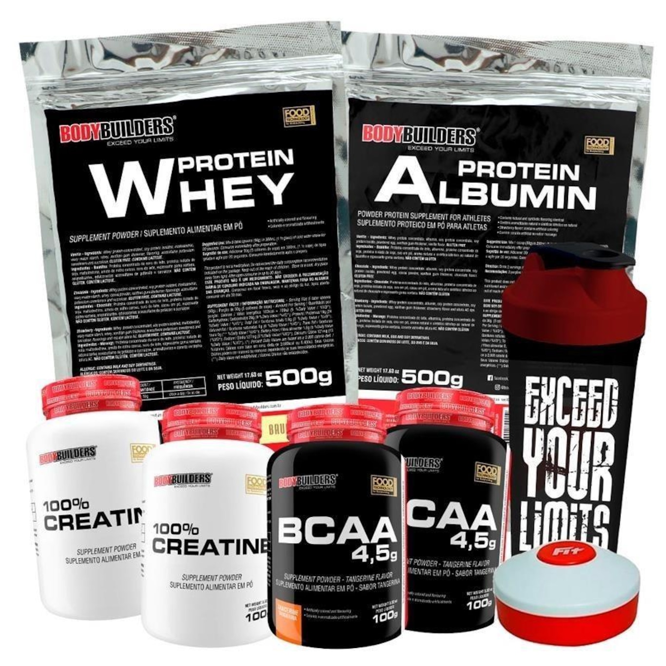 Kit Whey Protein Mor 500g + Albumin Protein Mor + 2x BCAA Tang + 2x Creatina + Coqueteleira - Foto 1