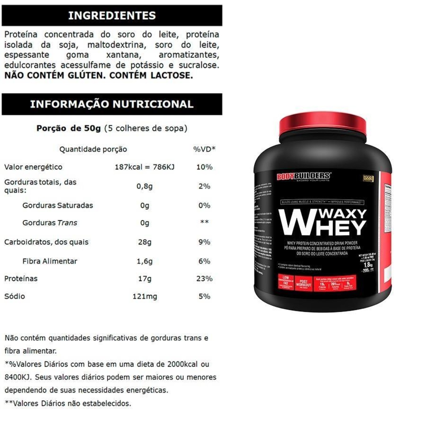 Kit Giant Whey Chocolate Refil 2kg + Waxy Whey 2kg +  BCAA 100g + Creatina 100g + Coqueteleira - BB - Foto 3