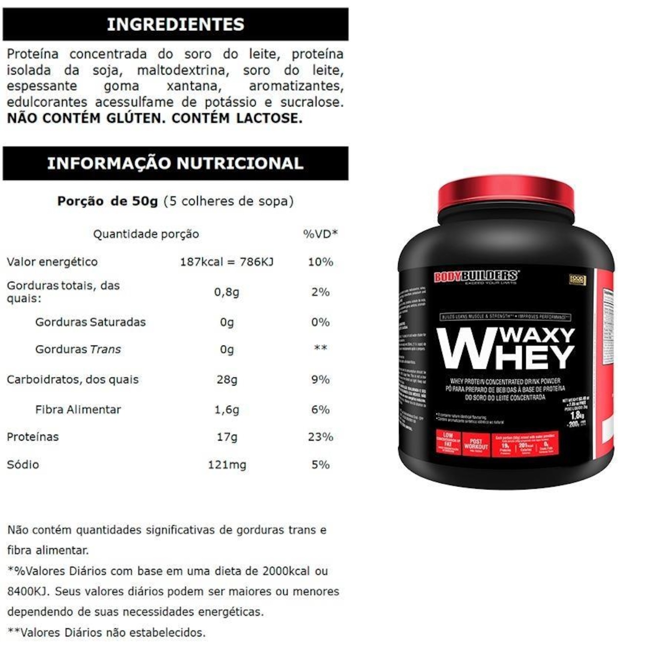 Kit Bodybuilders Giant Whey Refil - Baunilha - 2kg + Waxy Whey - 2kg + BCAA - 100g + Creatina - 100g - Foto 3