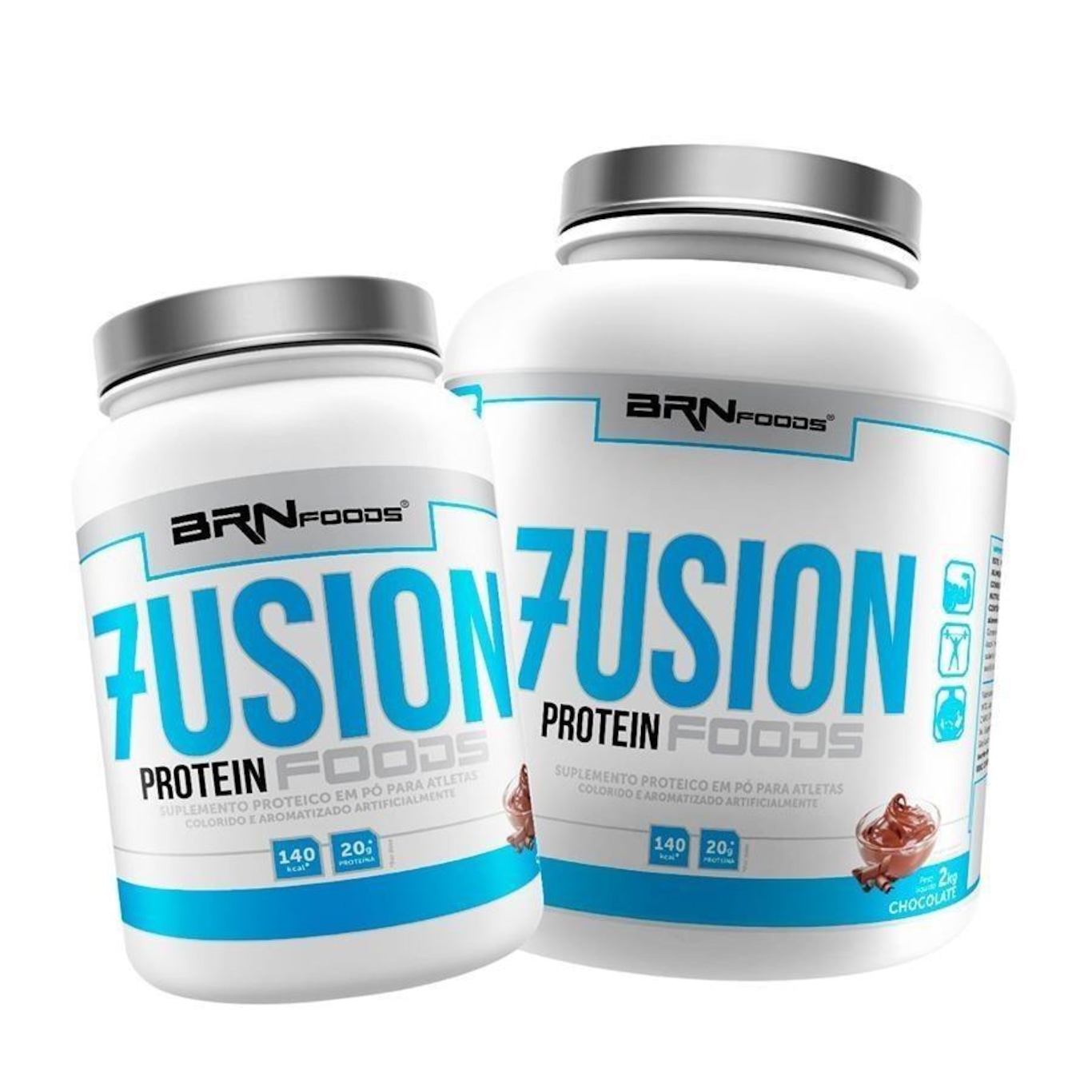 Kit BRN Foods Whey Protein Fusion Chocolate 2kg + Whey Protein Fusion Chocolate 900g - Foto 1