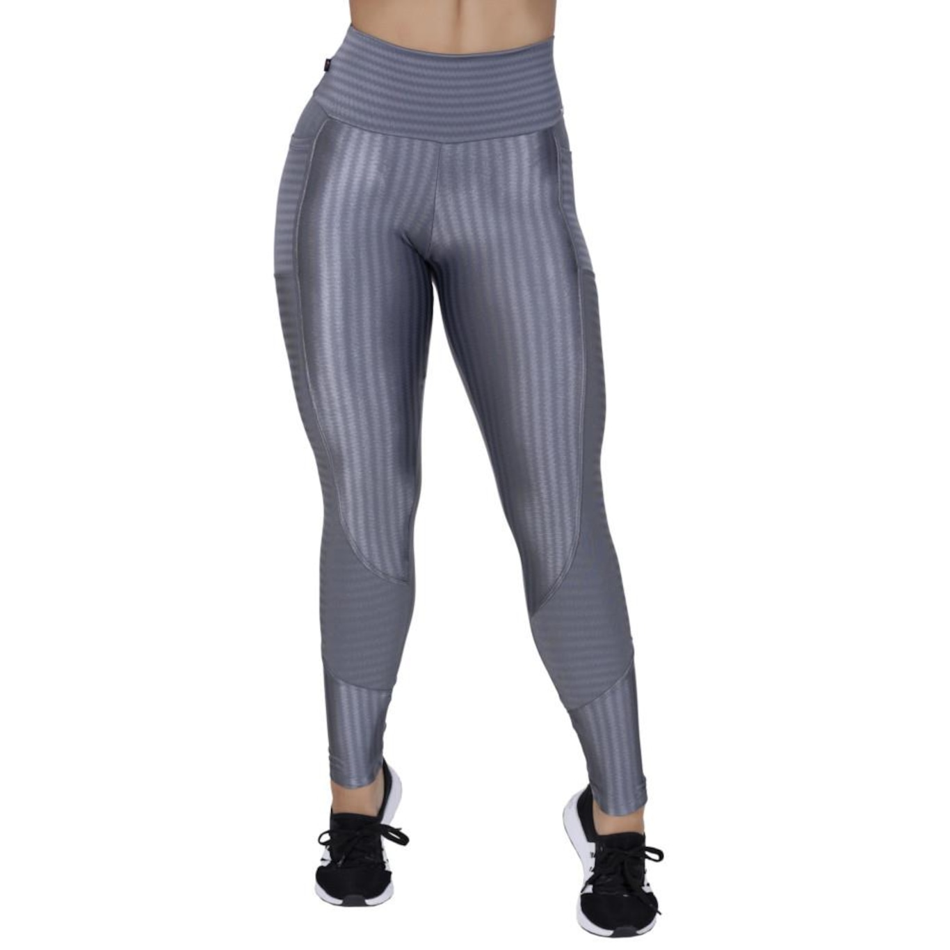 Calça Legging Orbis Fitness Cirre 3D Brilho Bolso Lateral e Recortes - Feminina - Foto 3