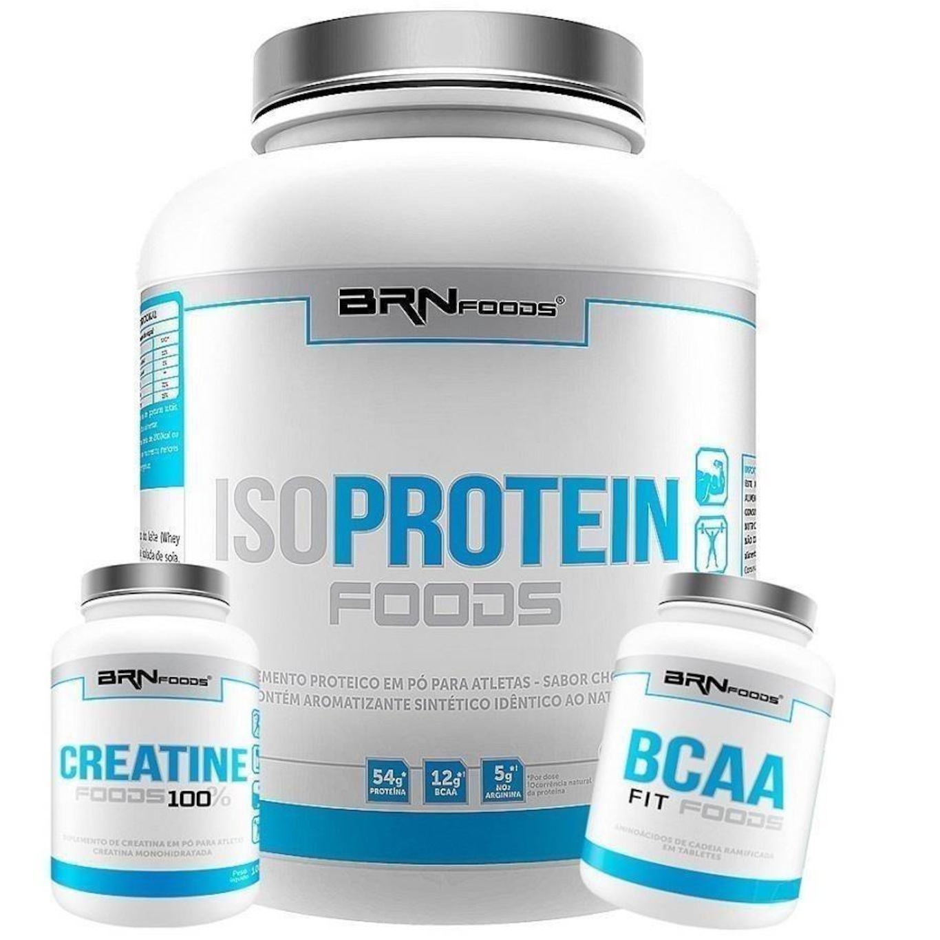 Kit Iso Protein Baunilha 2kg + BCAA Fit 100g Tangerina + Creatina 100g - BRN Foods - Foto 1