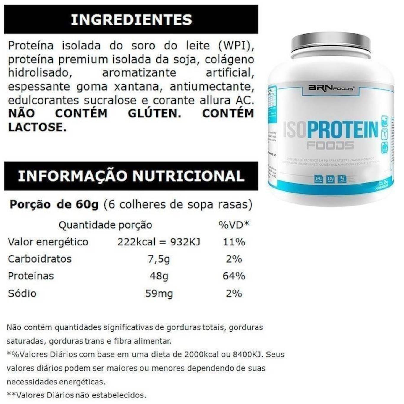 Kit Iso Protein Baunilha 2kg + BCAA Fit 100g Tangerina + Creatina 100g - BRN Foods - Foto 2