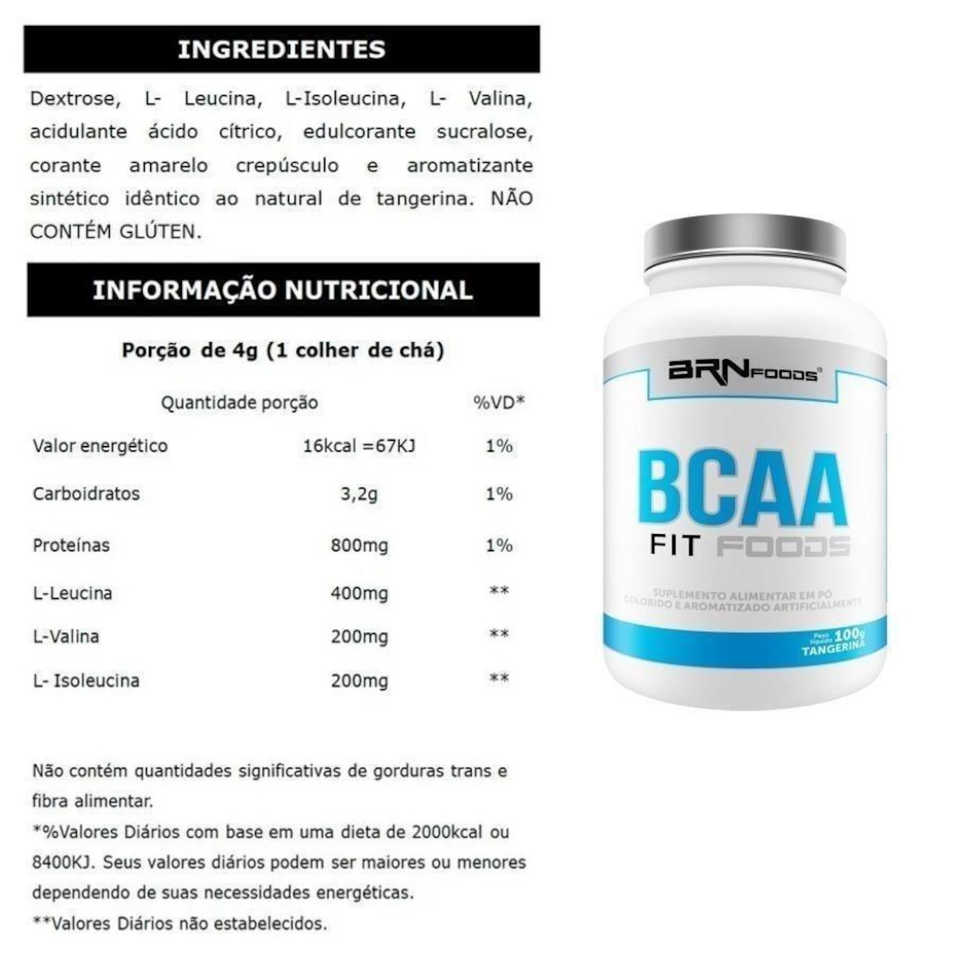 Kit Iso Protein Baunilha 2kg + BCAA Fit 100g Tangerina + Creatina 100g - BRN Foods - Foto 3