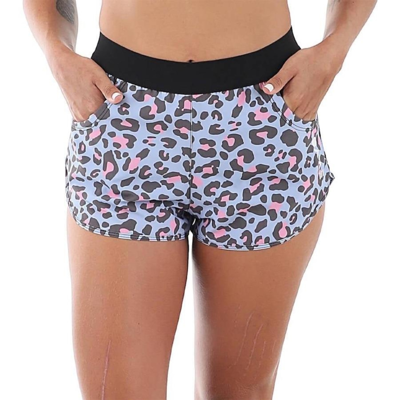 Short Evvo Blue Cheetah Cross Running Fitness - Feminino - Foto 1