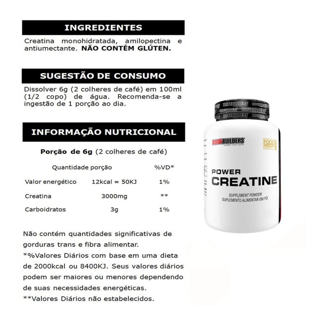 Kit Six Protein Bodybuilders 900g Baunilha + BCAA + Creatina + Waxy Maize + Shaker - Foto 5