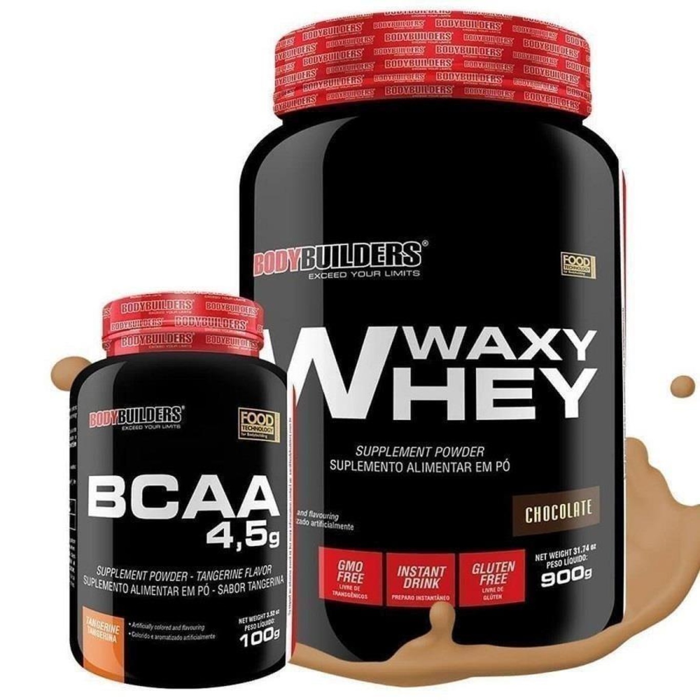 Kit Bodybuilders Whey Protein Chocolate - 900g + BCAA - 100g - Foto 1