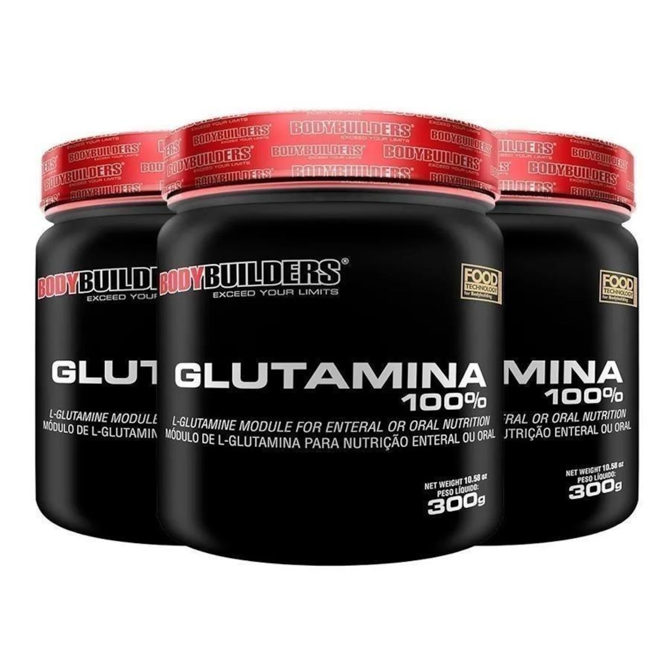 Kit Glutamina 100% Bodybuilders - 3 potes - 300g - Foto 1