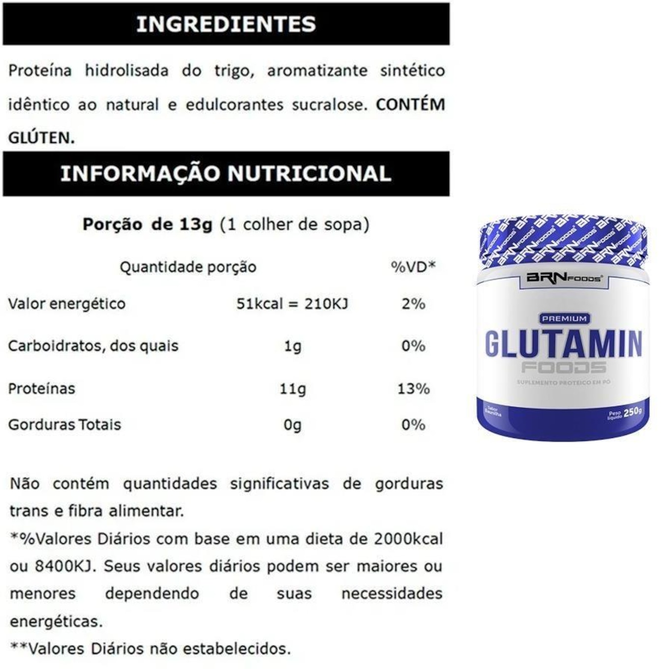 Kit 2x Whey Protein 900g Baunilha + Glutamina 250g + Creatina 100g + Coqueteleira - BRN Foods - Foto 3