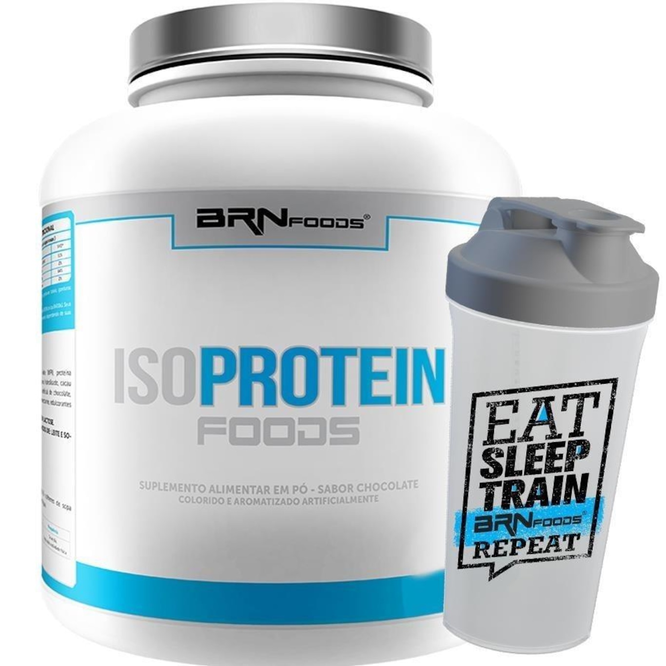 Kit Whey Protein Isolado 2kg Chocolate + Coqueteleira - BRN Foods - Foto 1