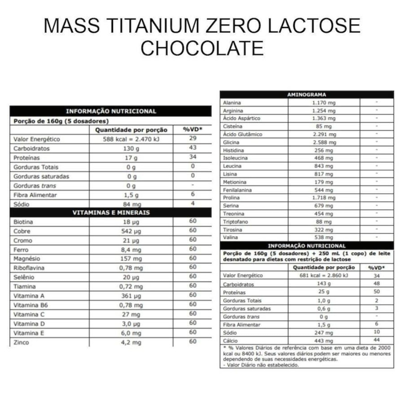 Mass Titanium Zero Lactose Max Titanium - Chocolate - 2,4kg - Foto 2