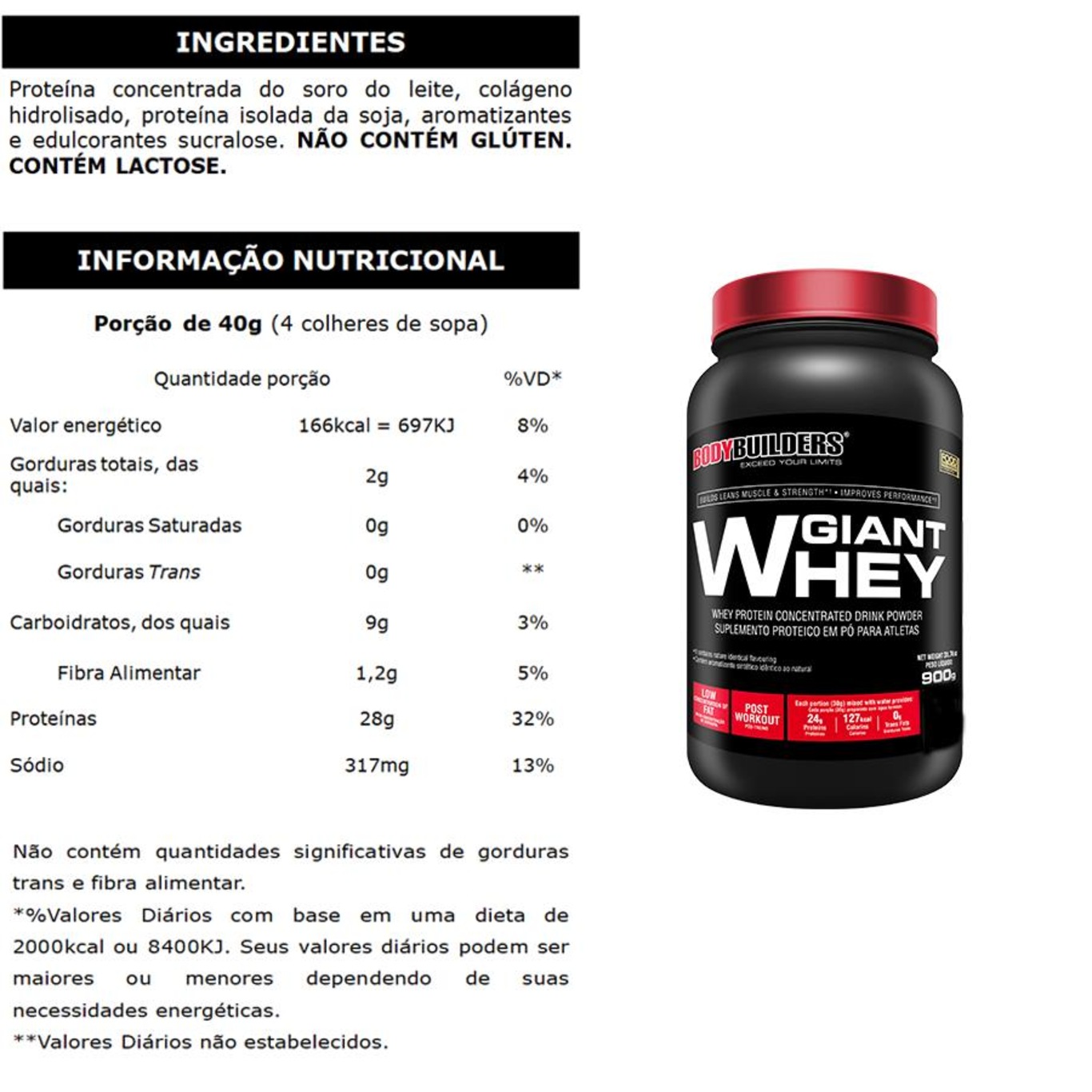 Kit Bodybuilders Hipercalórico Giant Mass Morango 3kg + Whey Protein Morango 900g + BCAA 250g + Coqueteleira - Foto 3