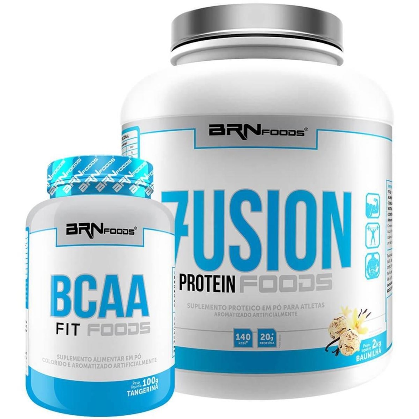 Kit BRN Foods Whey Protein Fusion 2kg Baunilha + BCAA 100g - Foto 1