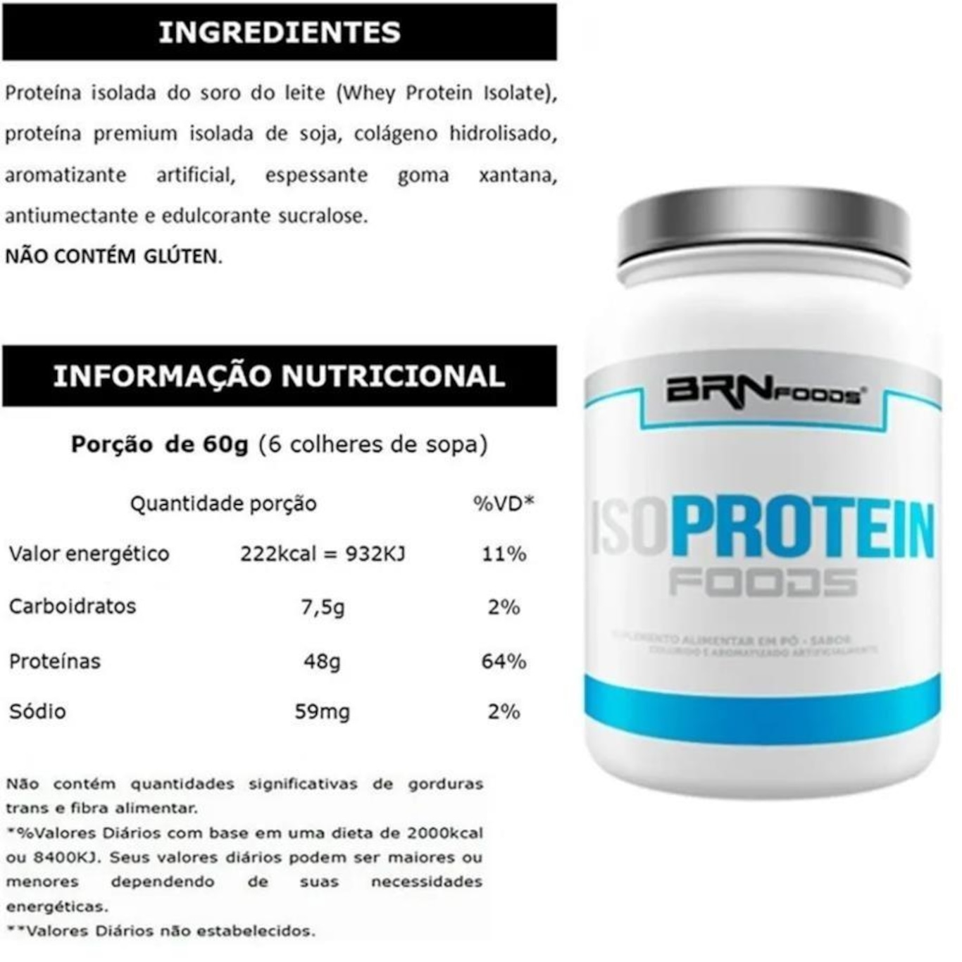 Kit BRN Foods 2x Whey Protein Isolado Baunilha 900g + BCAA + Creatina + Coqueteleira - Foto 2