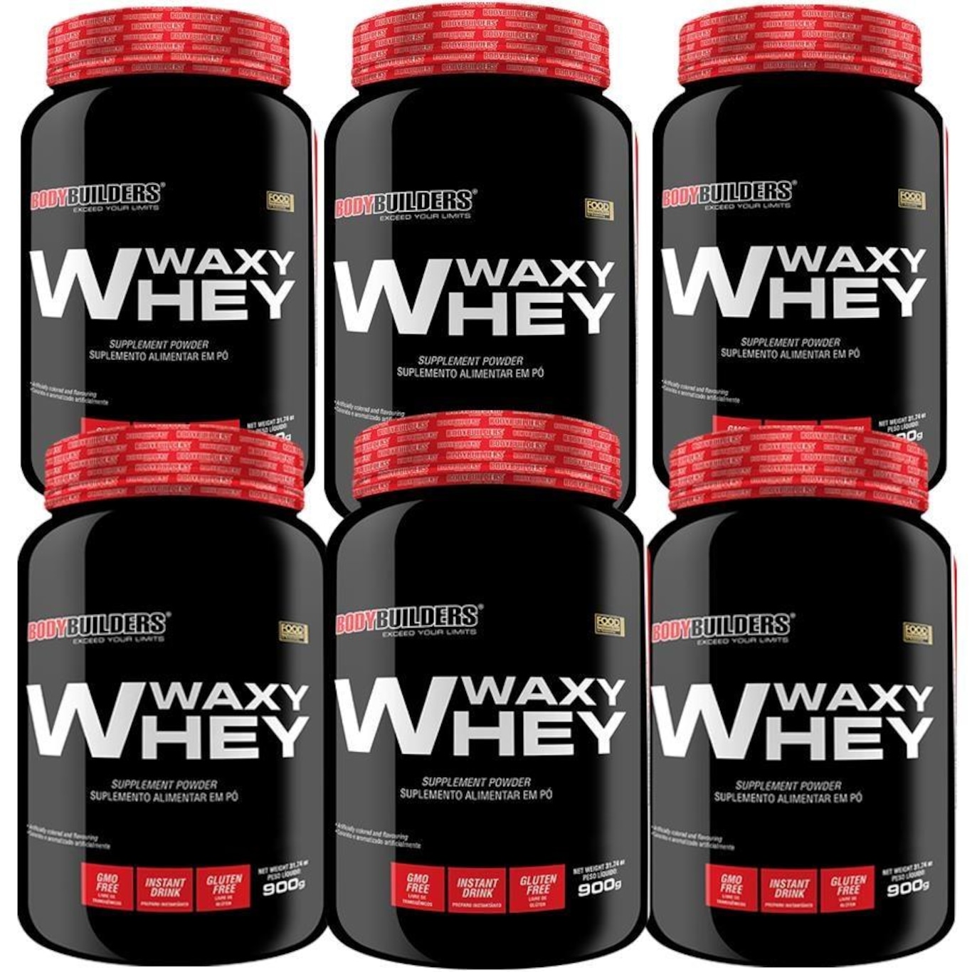 Kit 6x Waxy Whey Morango 900g - Bodybuilders - Foto 1