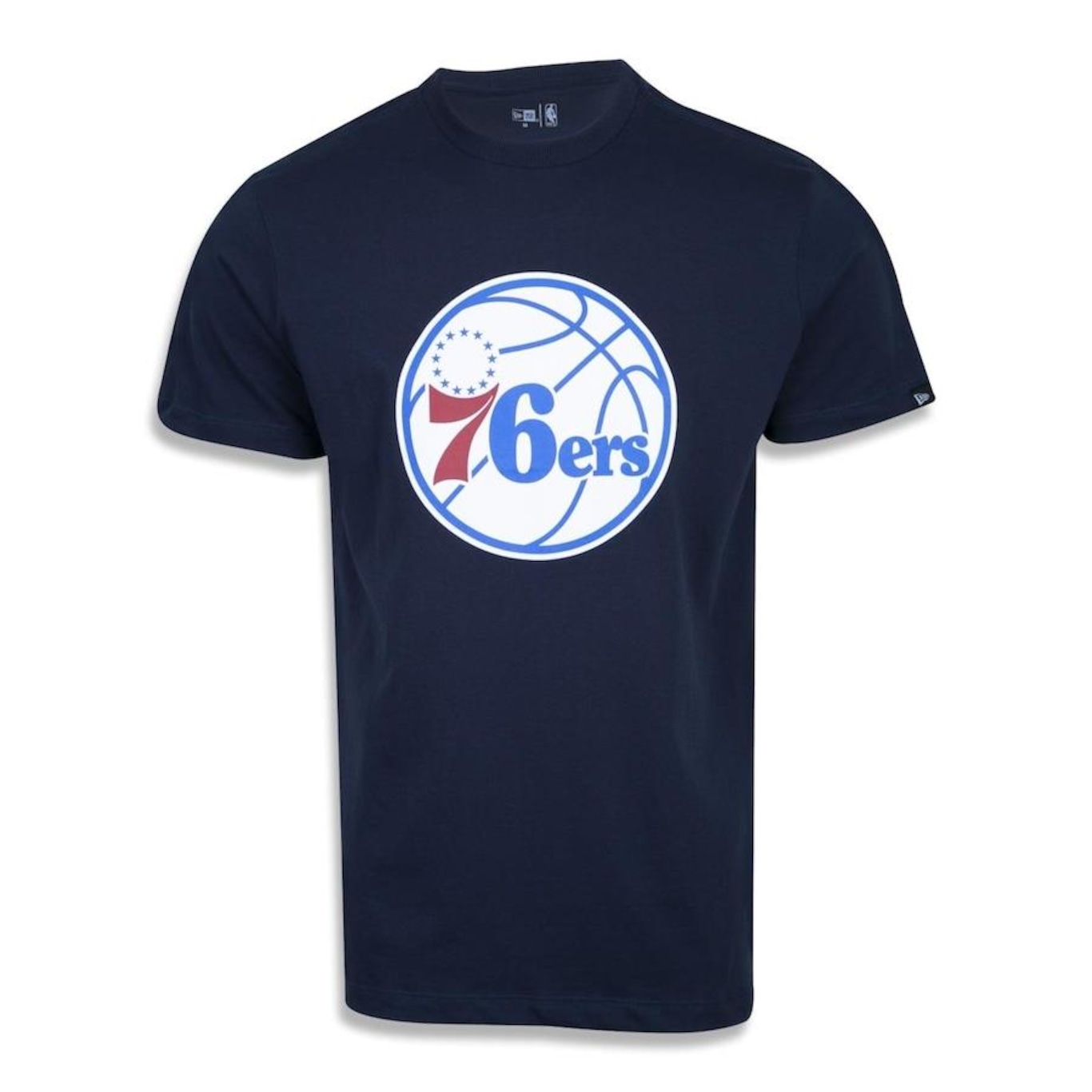 Camiseta New Era Plus Size Regular Manga Curta Philadelphia 76ers Logo - Masculino - Foto 1