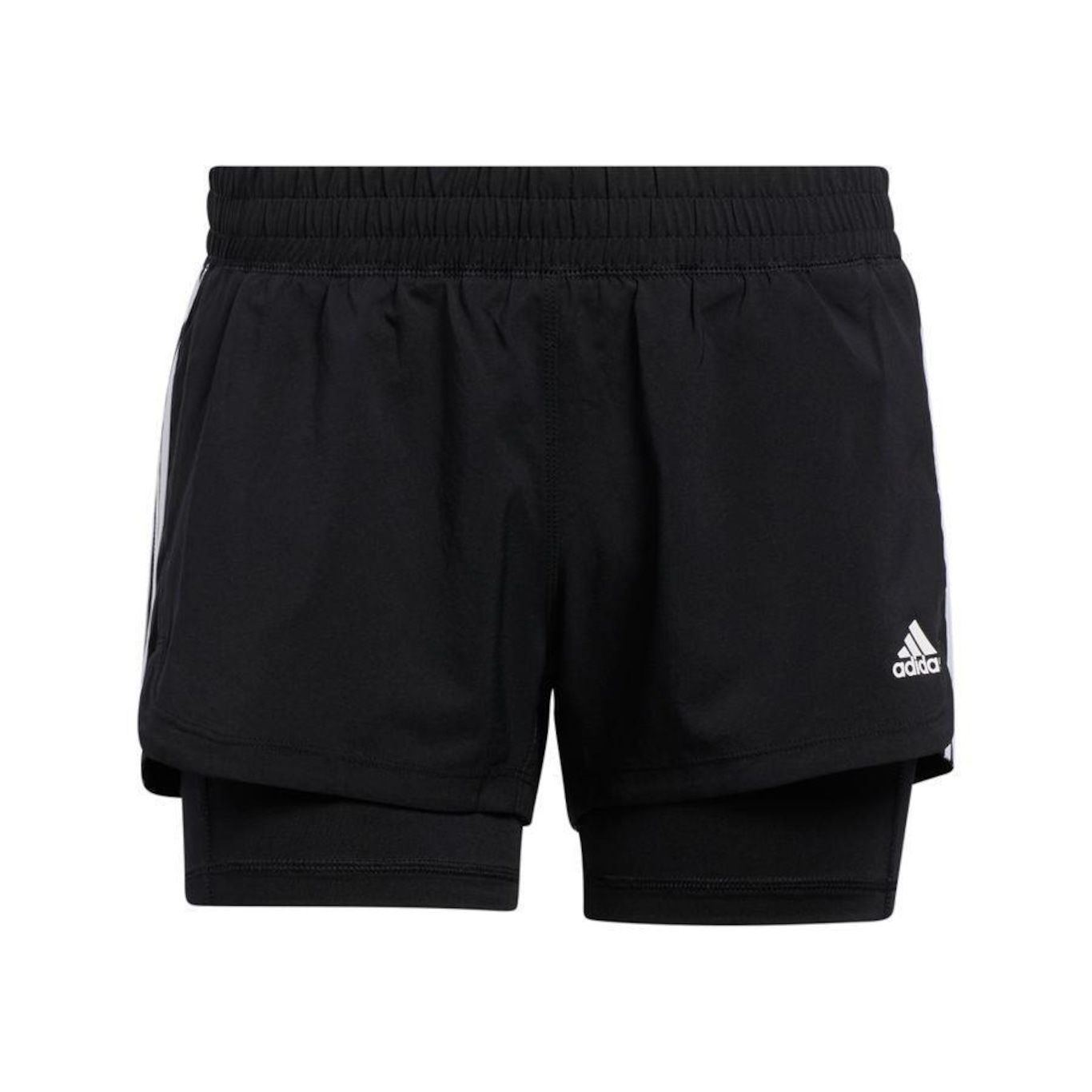 Shorts adidas Malha Dois Em Um Pacer 3-Stripes - Feminino - Foto 1