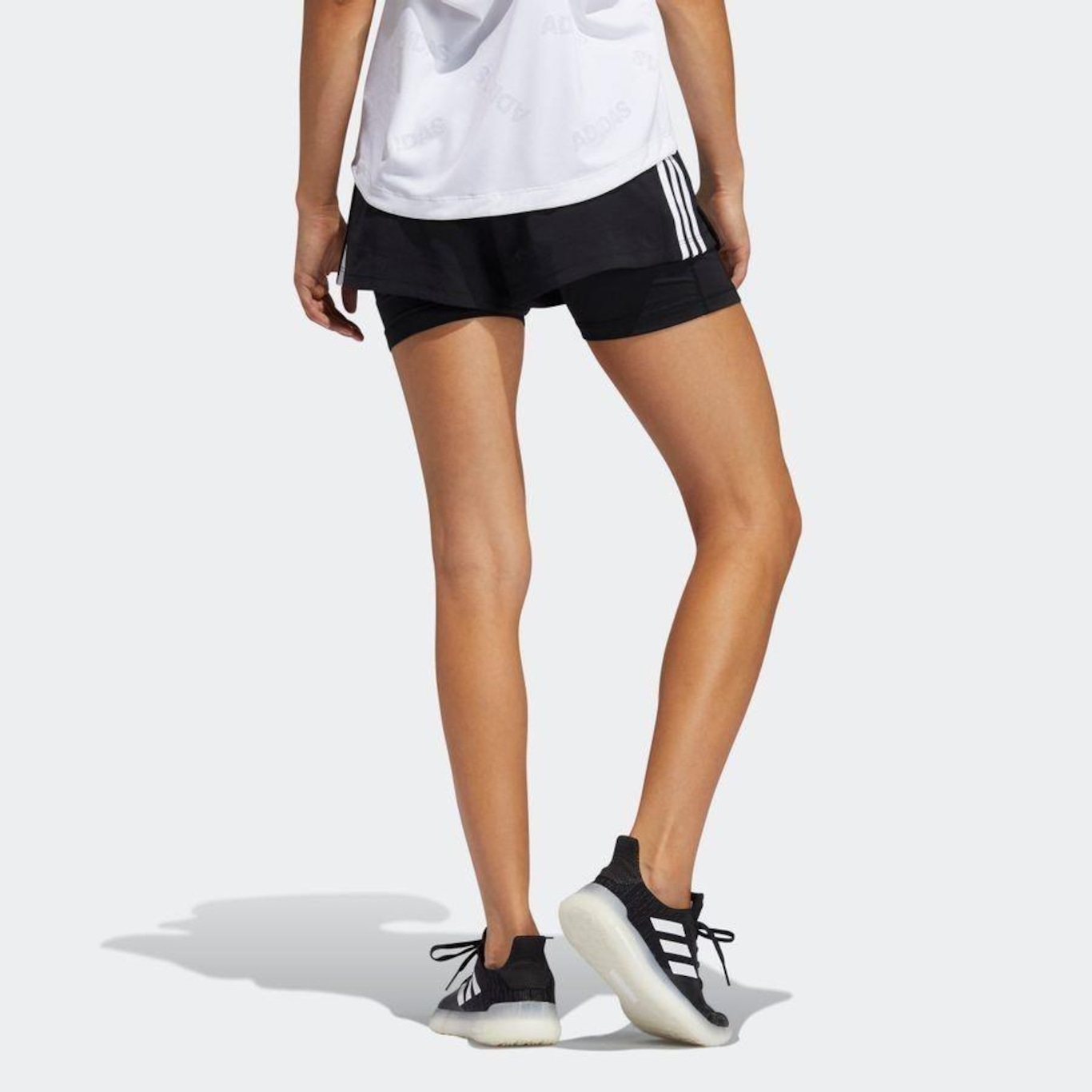 Shorts adidas Malha Dois Em Um Pacer 3-Stripes - Feminino - Foto 3