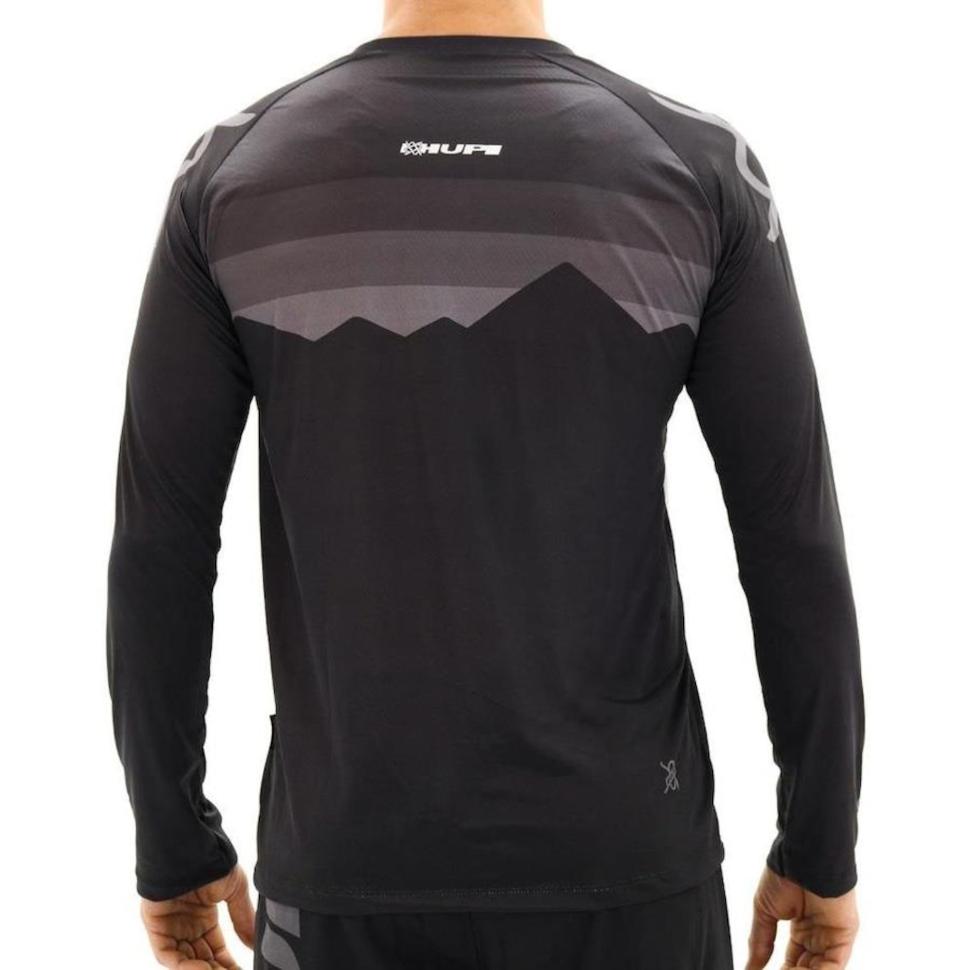 Camisa de Ciclismo Manga Longa Hupi Shadow All Black - Masculina - Foto 2