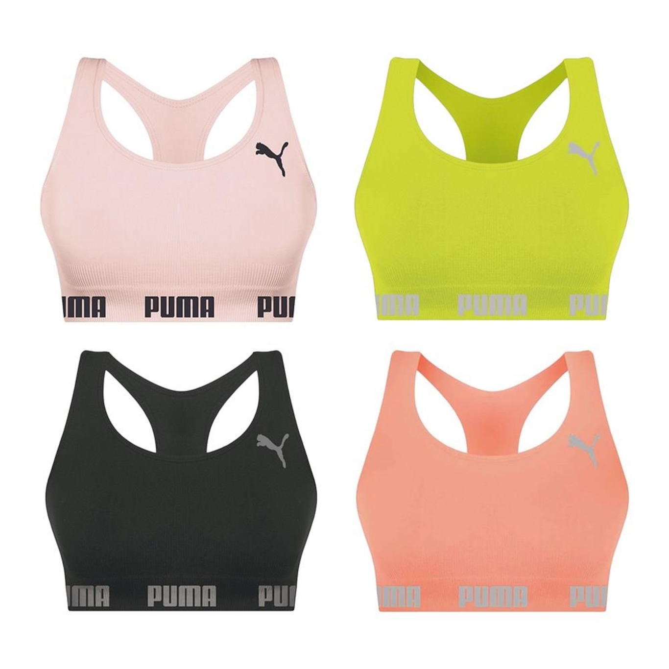 Kit Top Fitness Puma Nadador sem Costura - Feminino - 4 unidades - Foto 1