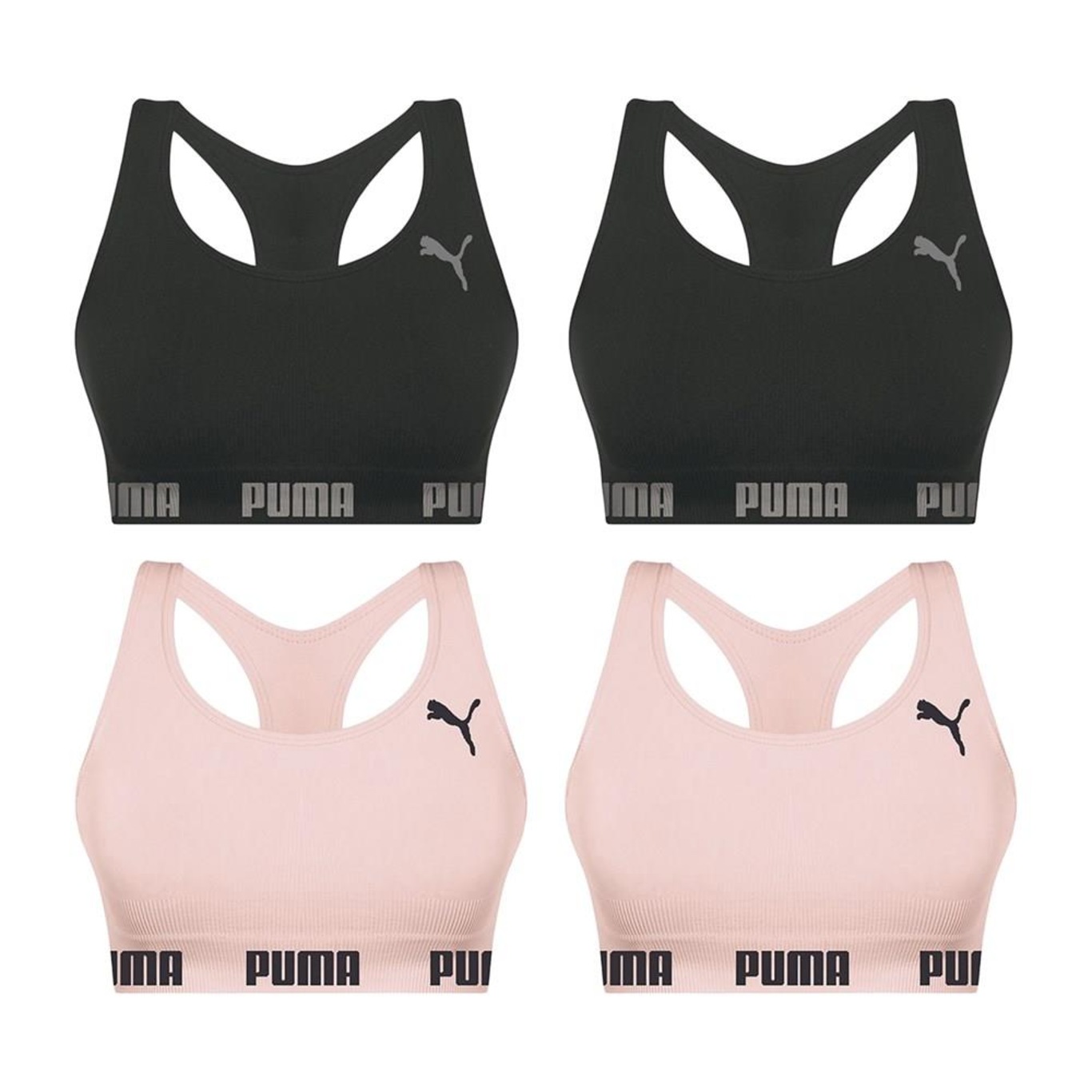 Kit Top Fitness Puma Nadador sem Costura - Feminino - 4 unidades - Foto 1