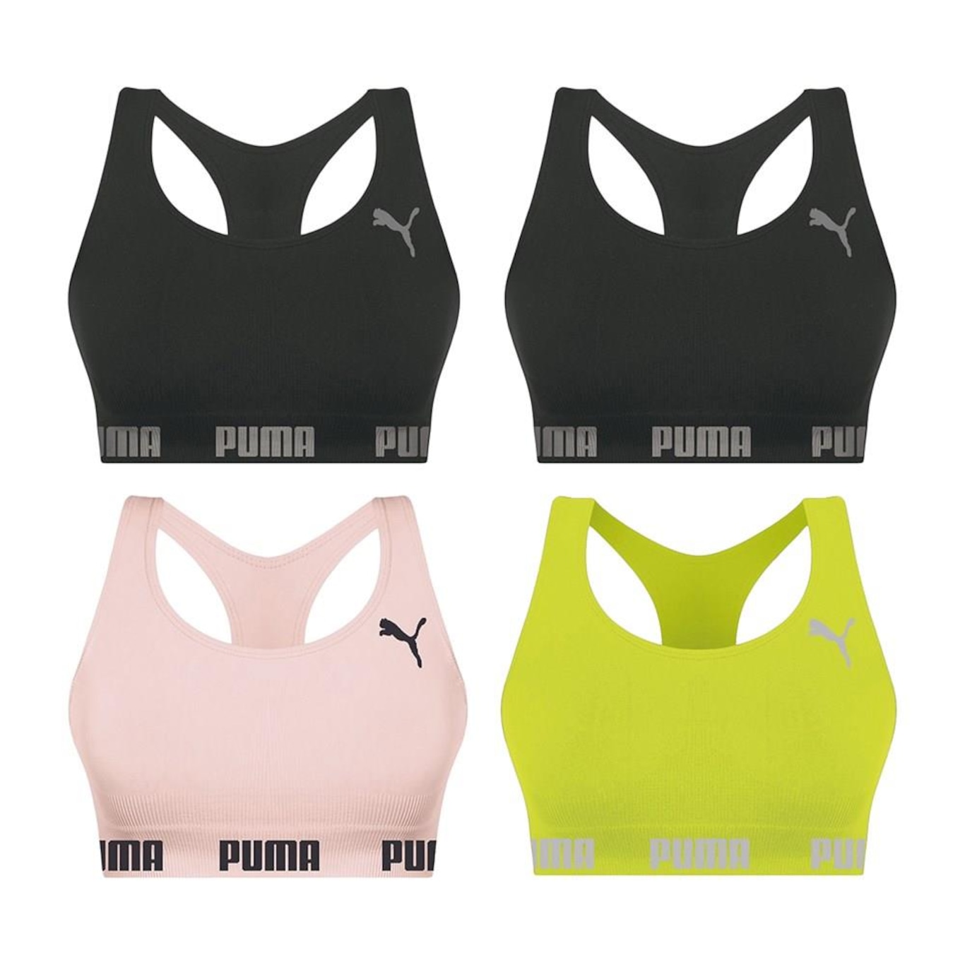 Kit Top Fitness Puma Nadador sem Costura - Feminino - 4 unidades - Foto 1