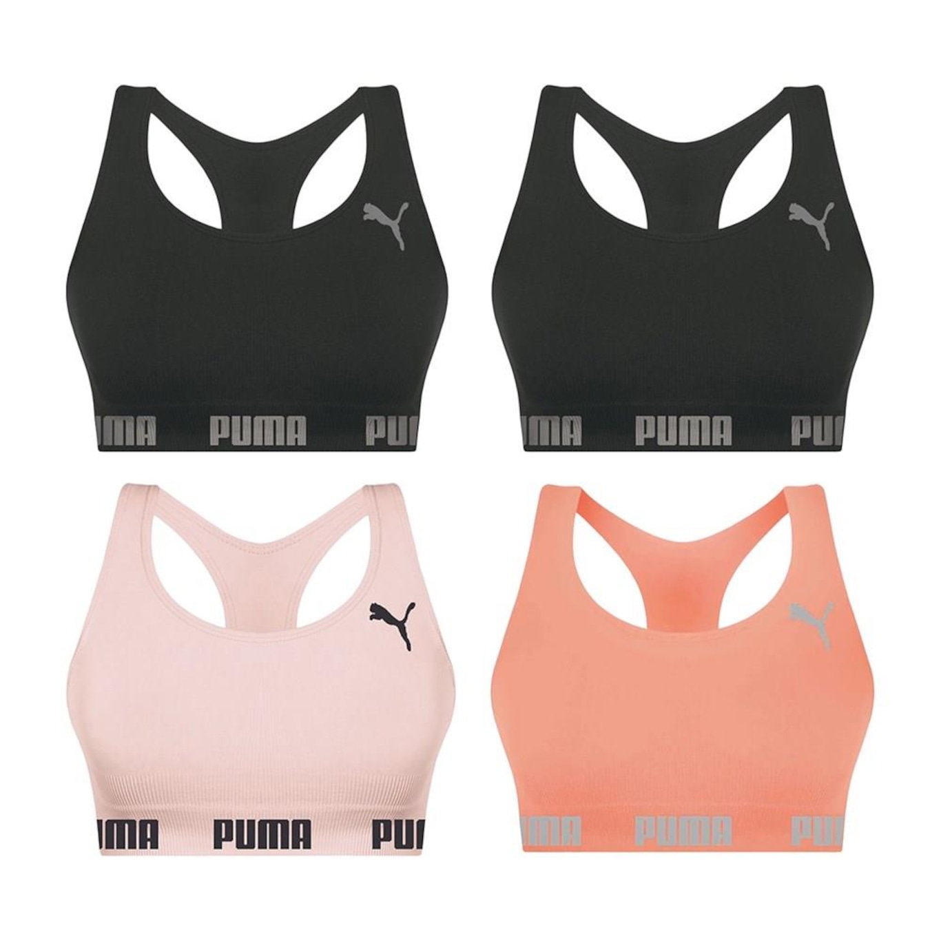 Kit Top Fitness Puma Nadador sem Costura - Feminino - 4 unidades - Foto 1