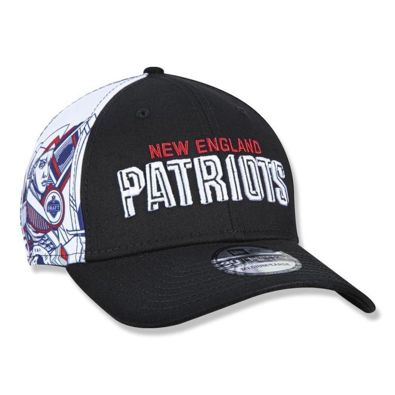 Boné Aba Curva New Era New England Patriots 3930 Draft Font - Fechado - Adulto - Foto 4