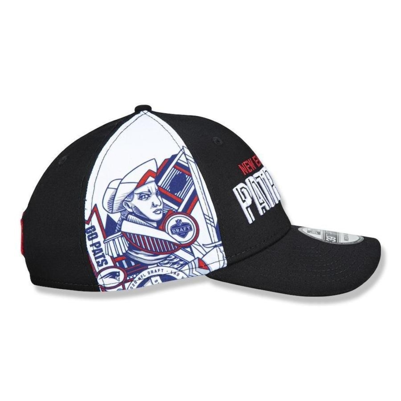 Boné Aba Curva New Era New England Patriots 3930 Draft Font - Fechado - Adulto - Foto 6