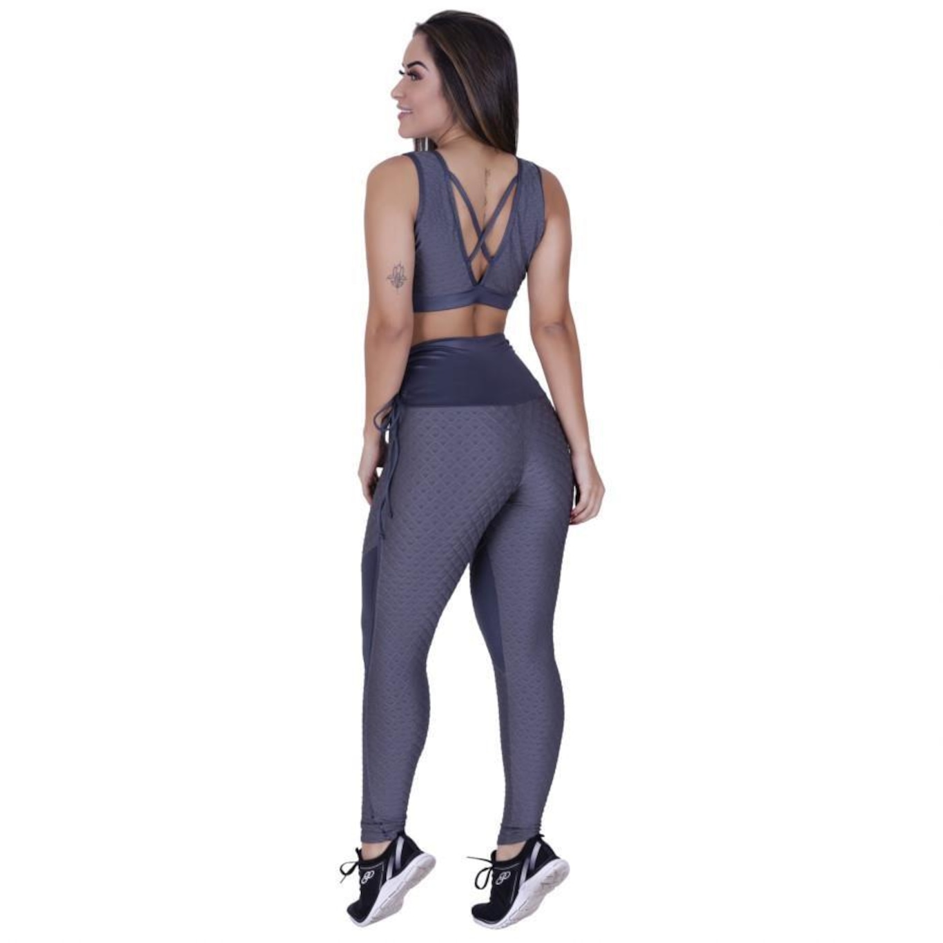 Conjunto Fitness Orbis Fitness: Calça Legging + Top Bojo Textura Relevo Cirrê - Feminino - Foto 3