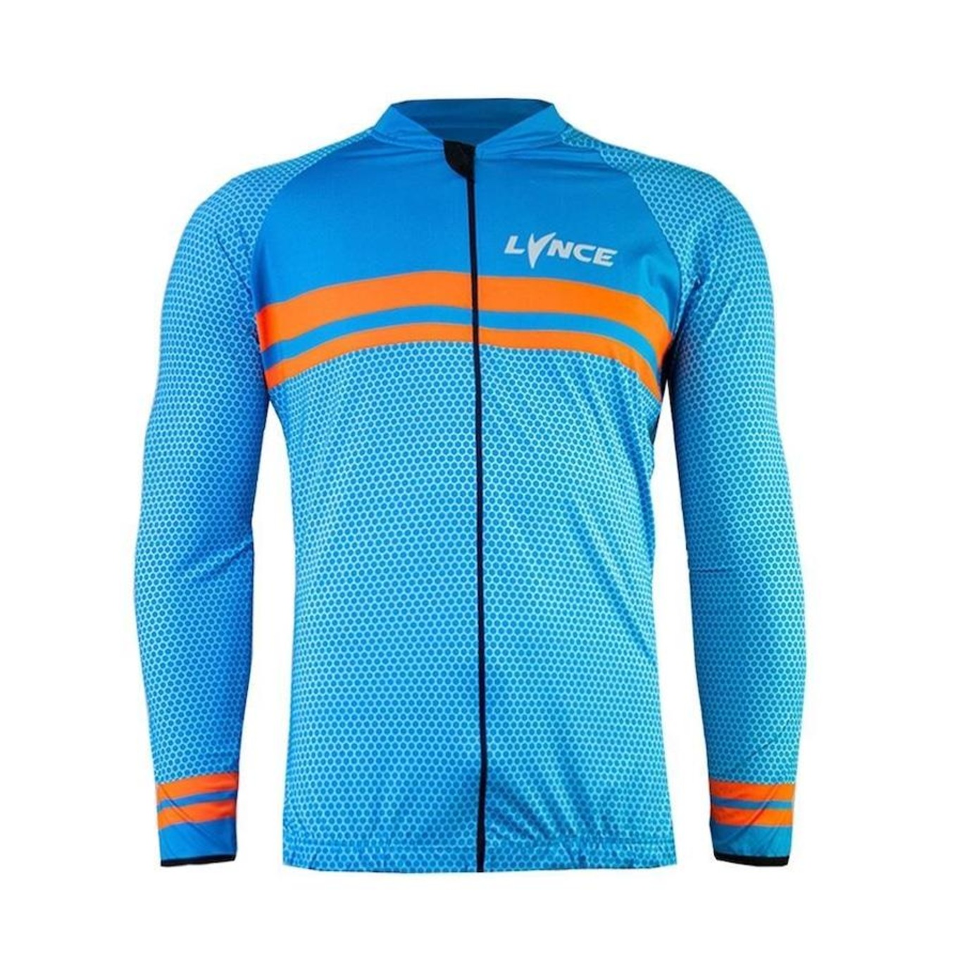 Camisa de Ciclismo Manga Longa Lynce Blue Hexagonal Grid - Masculino - Foto 1