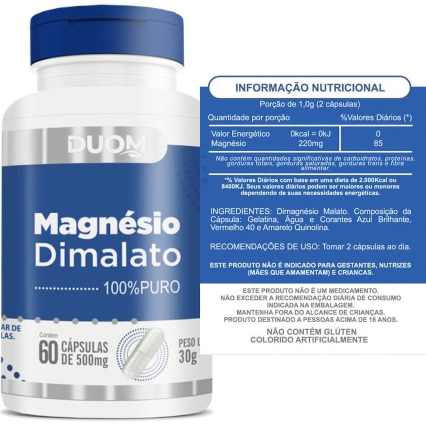 Magnésio Dimalato Duom 100% Puro Super Mineral - 60 Cápsulas | Centauro