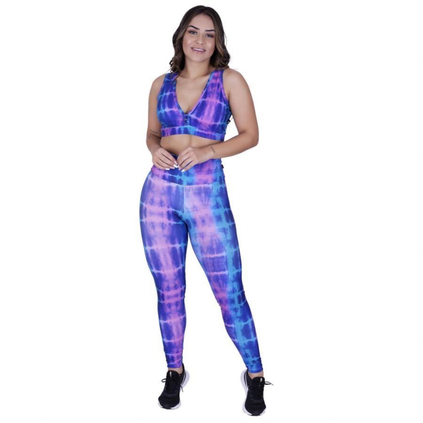 Conjunto Orbis Fitness com Top com Bojo Decote UV50 + Calça Legging Estampa - Feminina - Foto 3