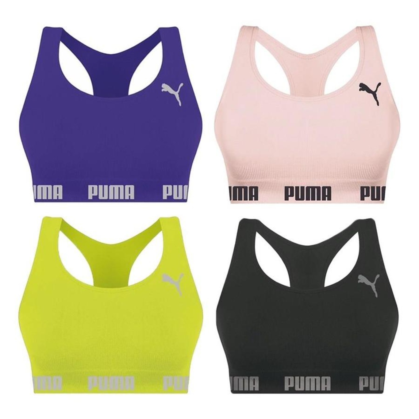 Kit Top Fitness Puma Nadador sem Costura - Feminino - 4 unidades - Foto 1