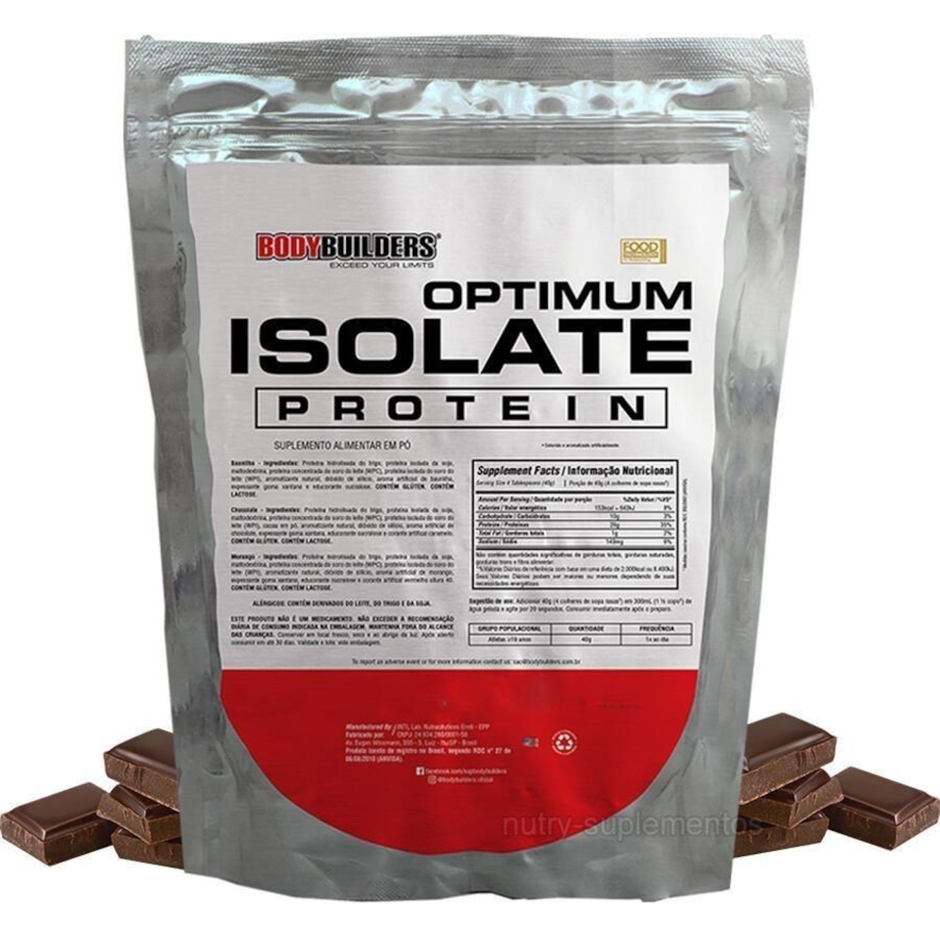 Whey Protein Isolate Bodybuilders - Chocolate - Refil 900g - Foto 1