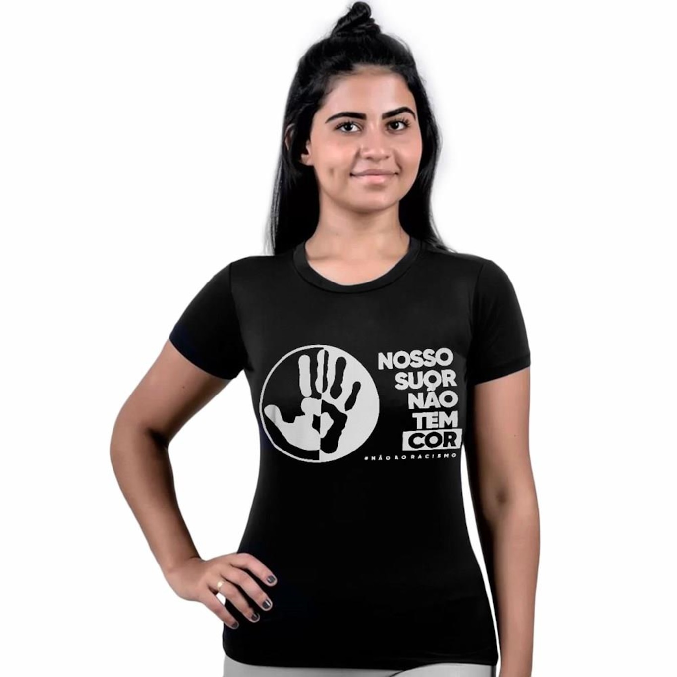 Camiseta Esporte Legal Não Ao Racismo - Feminina - Foto 1