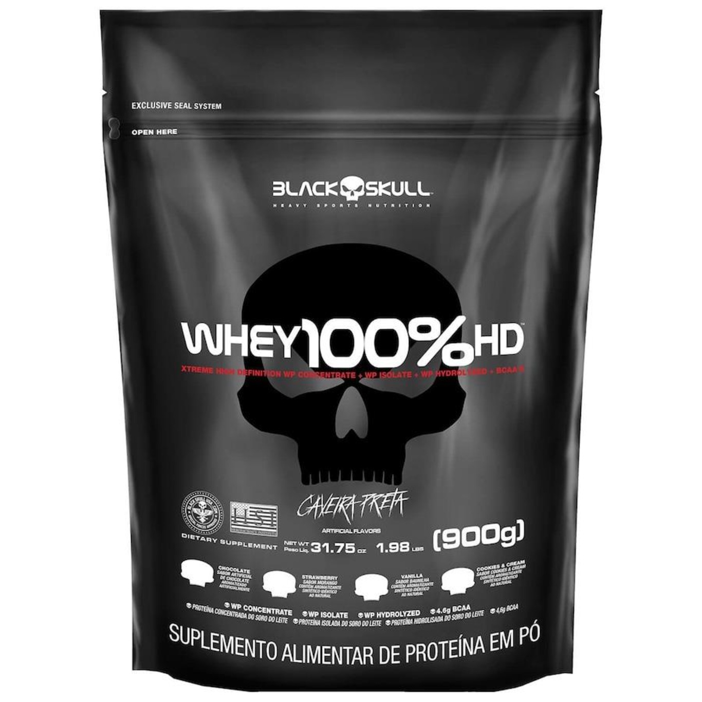 100% Whey HD Black Skull Refil - Chocolate - 900g - Foto 1