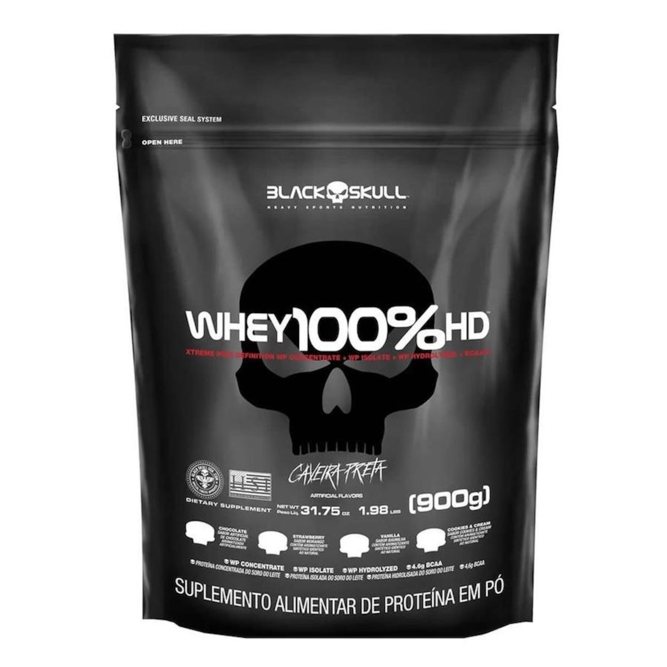 100% Whey HD Black Skull Refil - Cookies and Cream - 900g - Foto 1