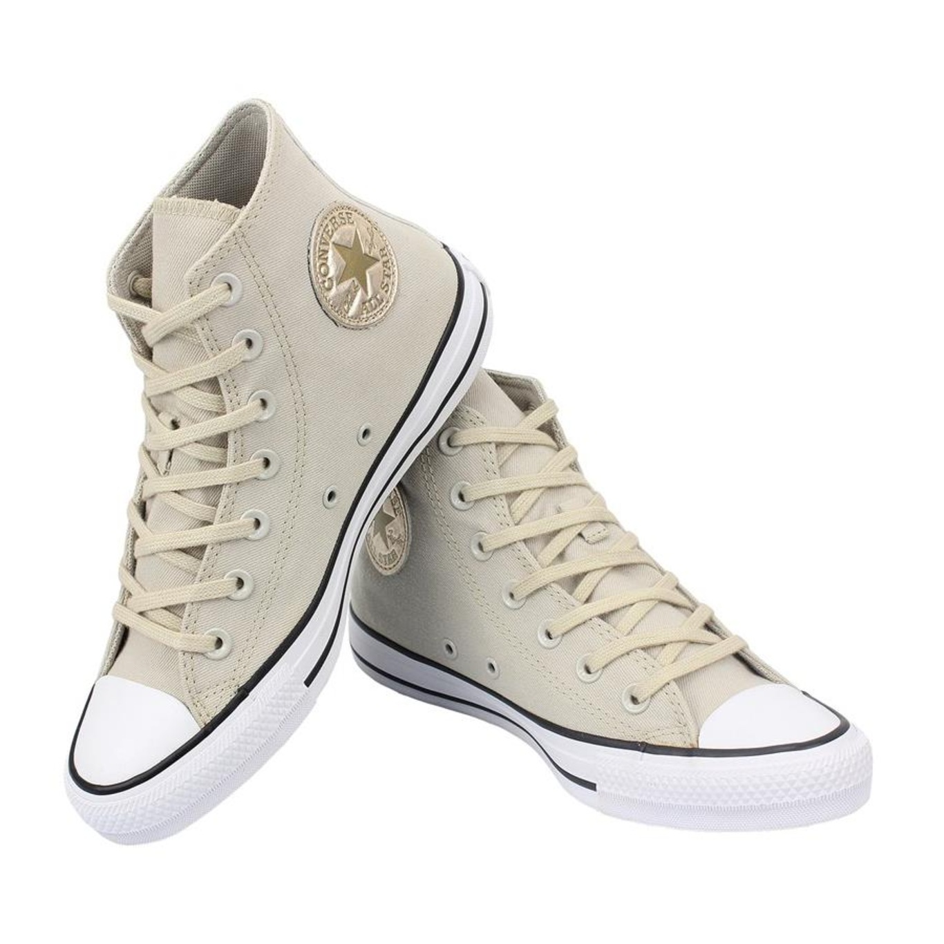 Tênis Converse All Star Chuck Taylor Hi Bege Claro / Ouro Claro os