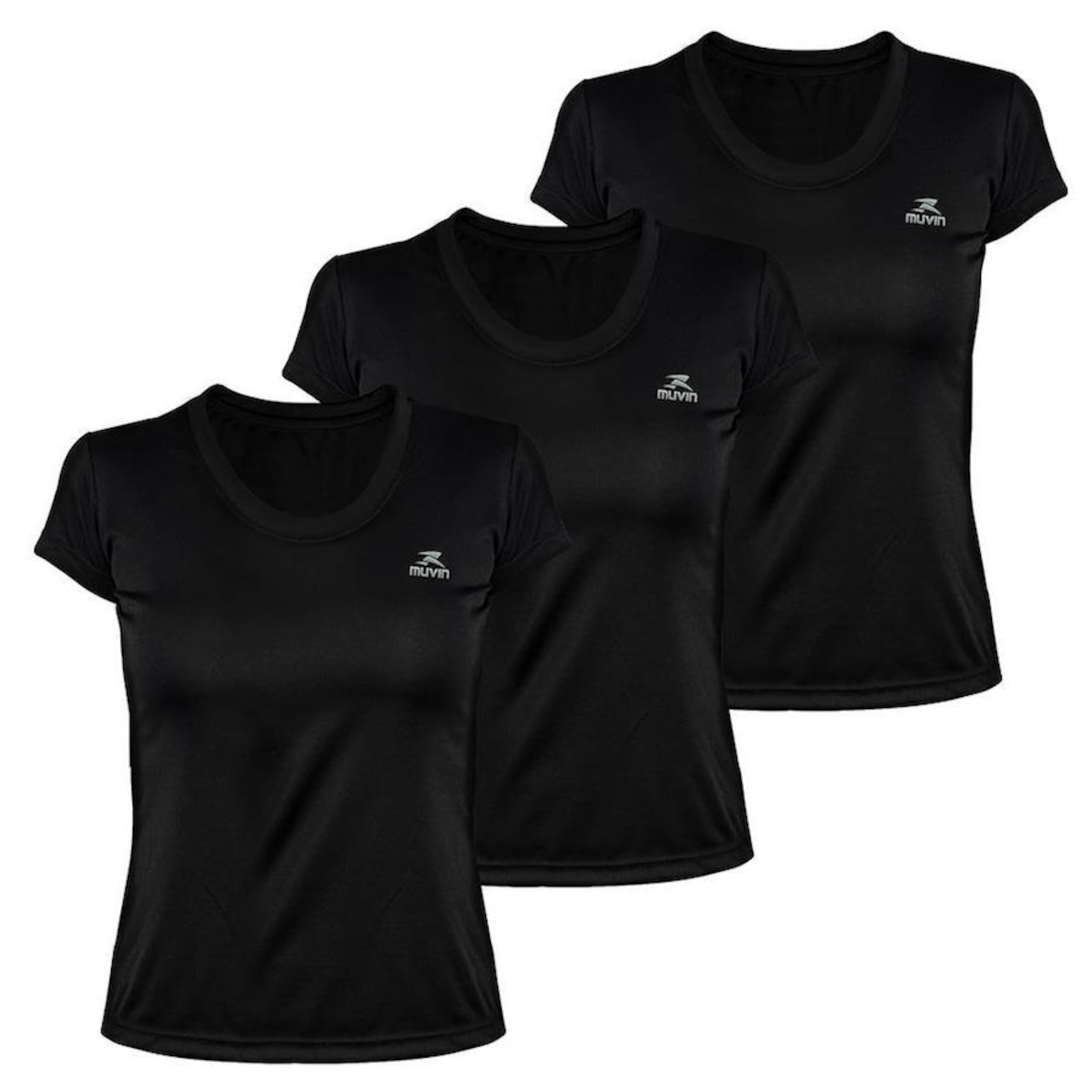 Kit 3 Camisetas Muvin Color Dry Workout Ss - Feminino - Foto 1