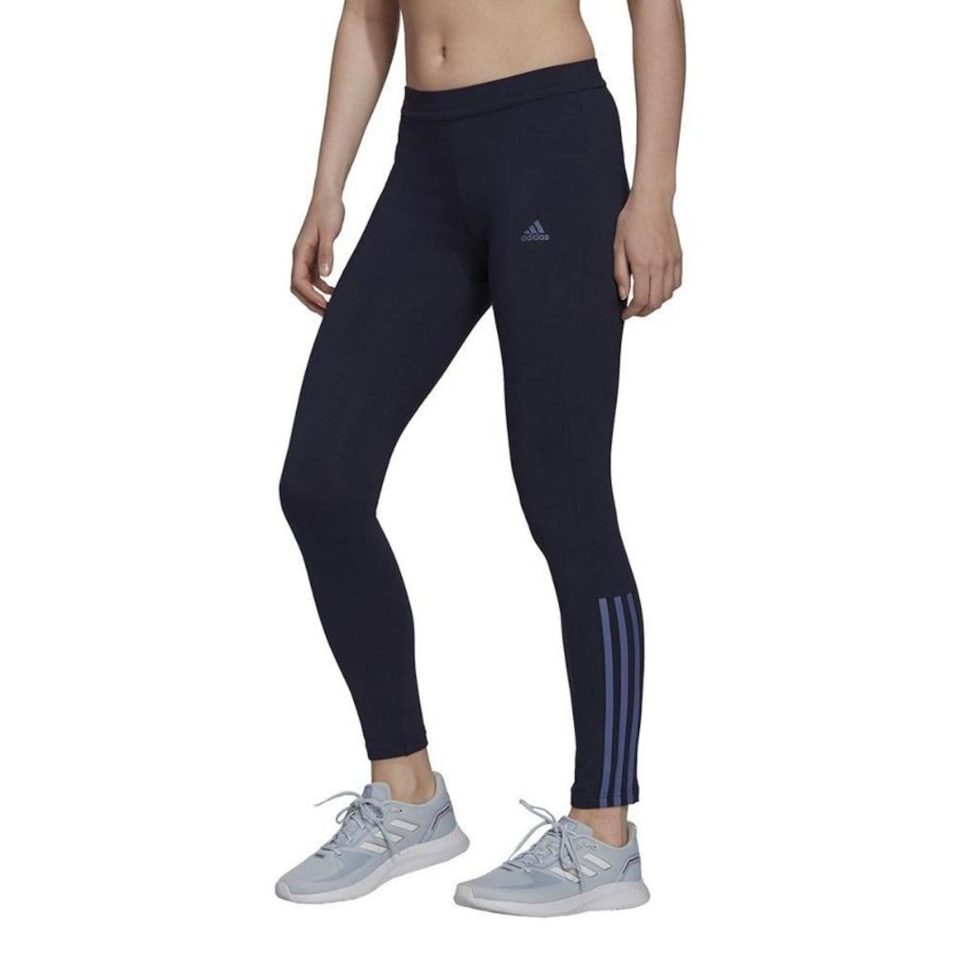 Calça Legging adidas Fitted 3-Stripes - Feminino - Foto 4