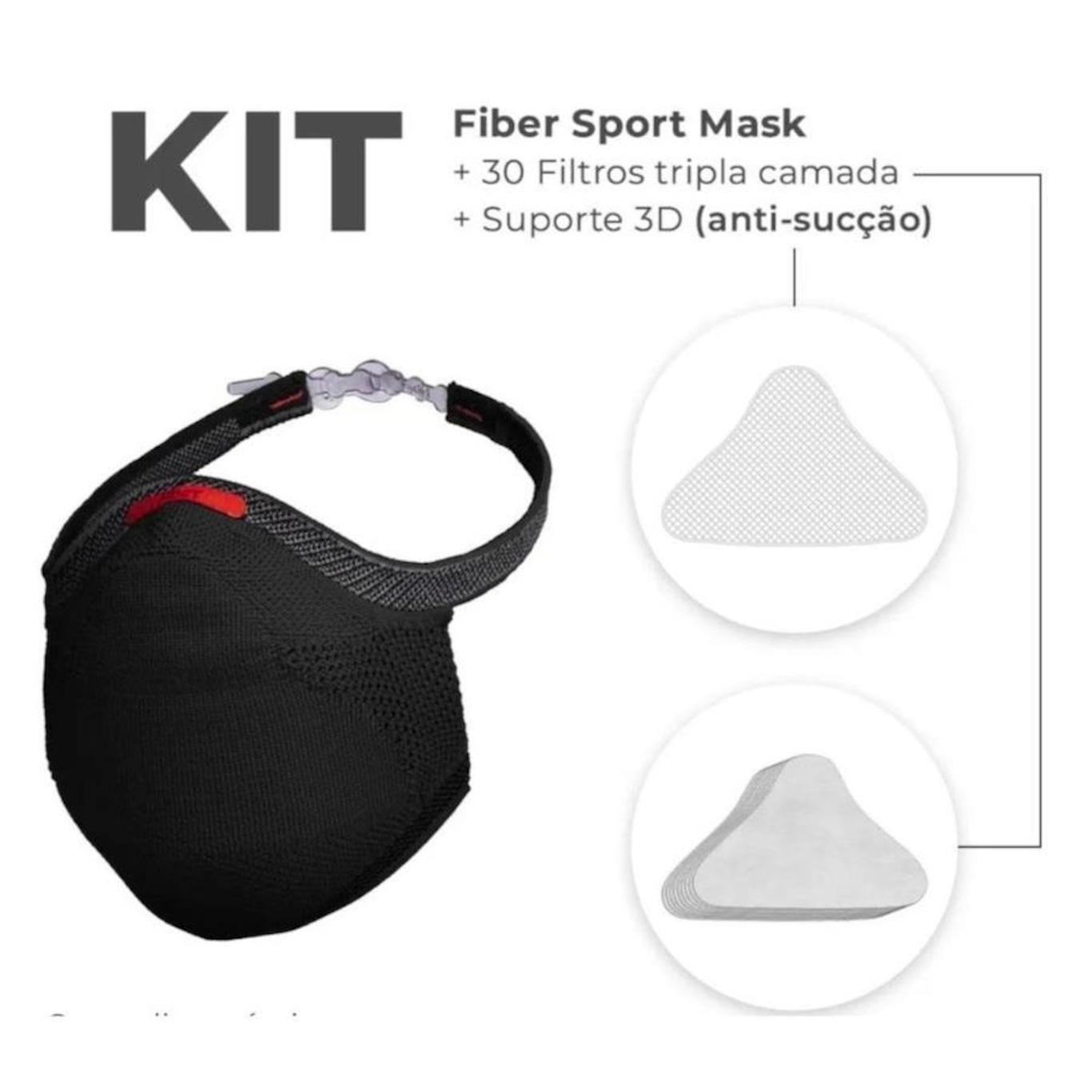 Kit Máscara Proteção Fiber Knit Sport - Adulto - Foto 4